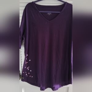 Women's Purple VNeck Falling Leaves Tunic Size 2x